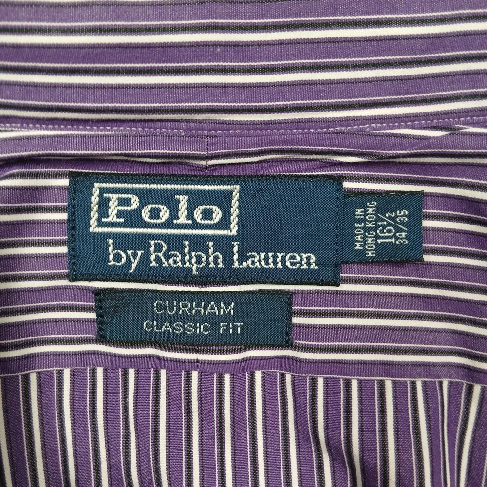 Polo Ralph Lauren Durham Classic Fit‎ Men's 16.5 34/35 Dress Shirt Purple Stripe